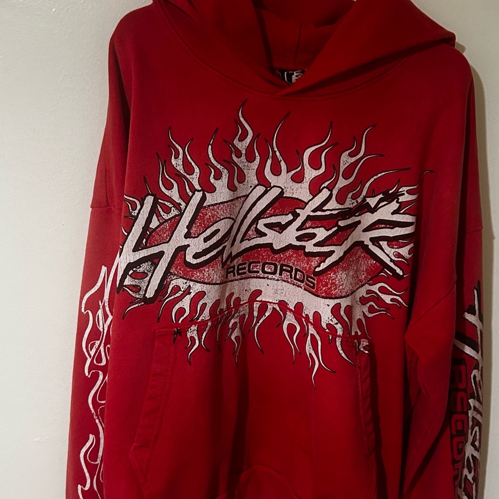 Red Hoodie with Graphic Print